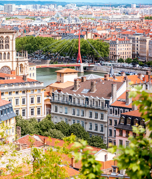 vue aérienne de la ville de Lyon