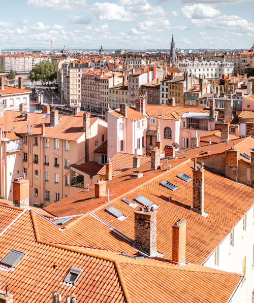 vue des toits de la ville de Lyon en France (69)